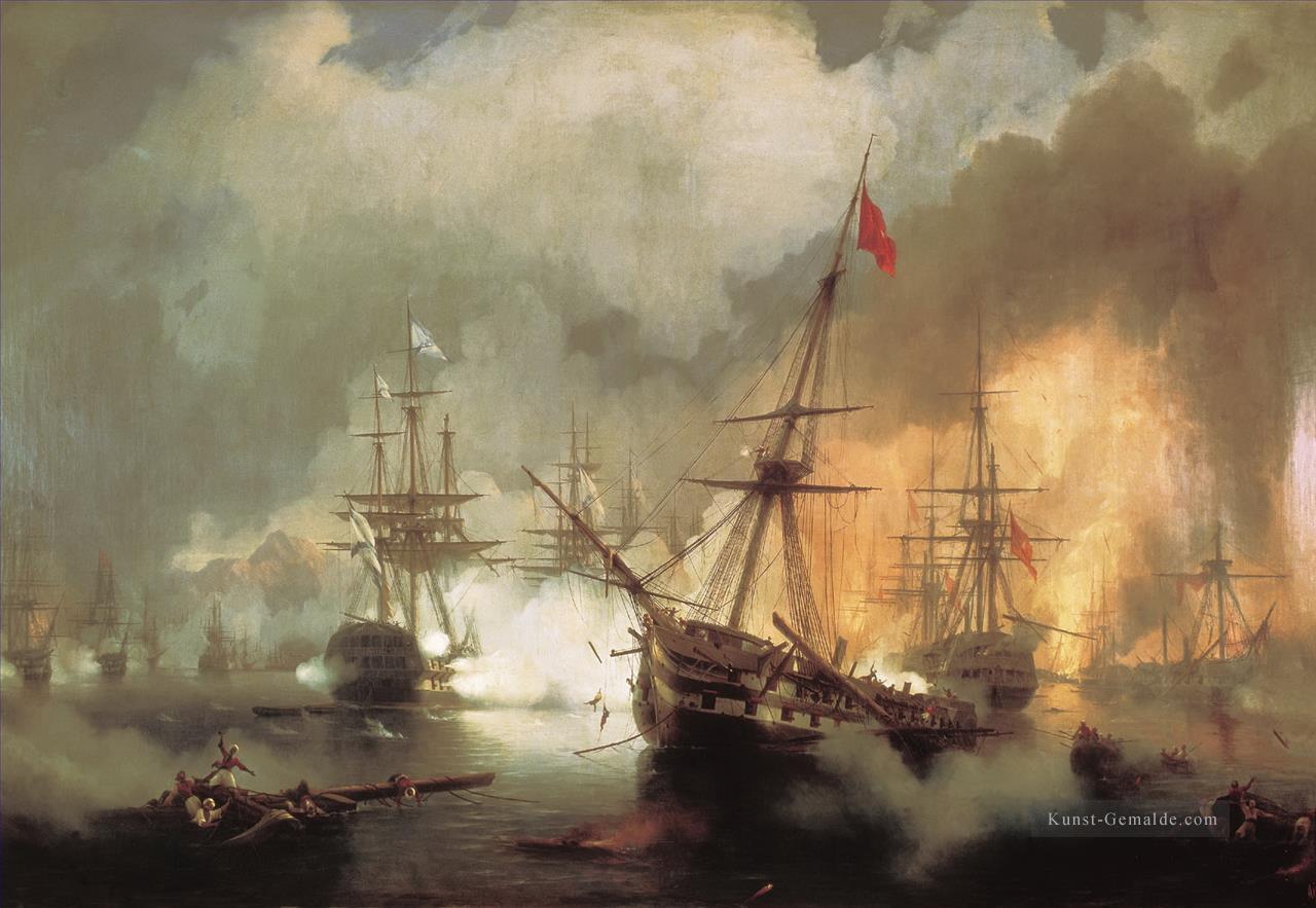 die Schlacht von Navarino 1846 Verspielt Ivan Aiwasowski russisch Ölgemälde